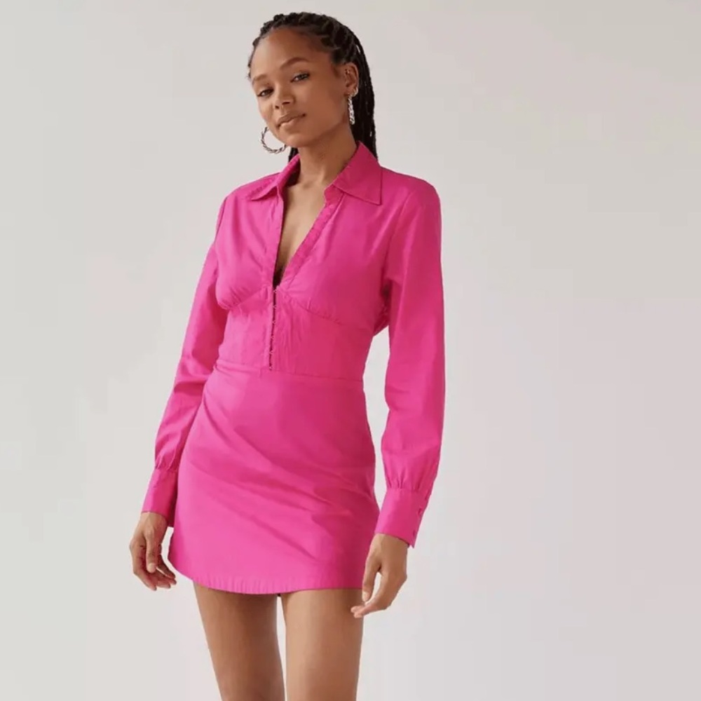 Hot Pink Urban Outfitters Corset Illusion Long Sleeve Dress Size XS Worn Once!
